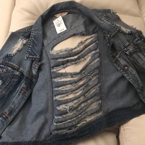 Ashley Stewart destroyed denim vest